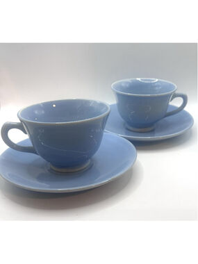 Vintage Lu-Ray Pastels Blue Cup & Saucer ~ Set of 2 ~ Coffee Tea Mugs T.S.& T.